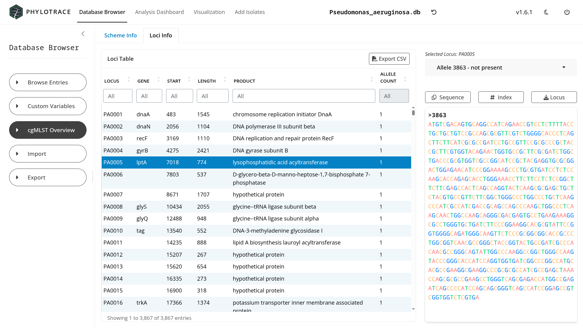 Database management dashboard screenshot 3