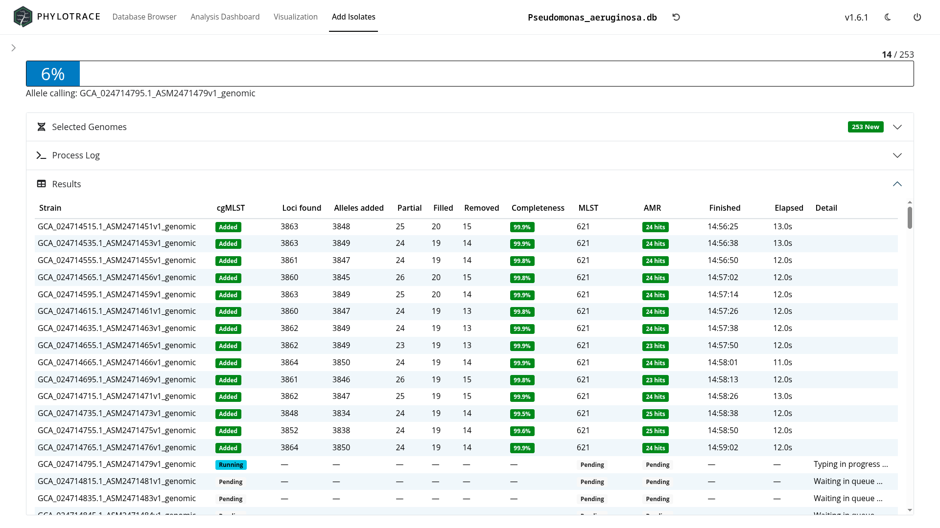 cgMLST and MLST interface screenshot 3